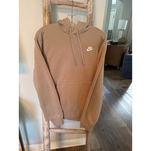 Nike Swoosh Men's Khaki 80% Cotton Pullover Hoodie size Small - Picture 6 of 8